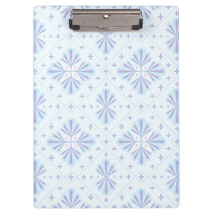 Pastel Blue Geometric Floral Repeat Pattern Clipboard