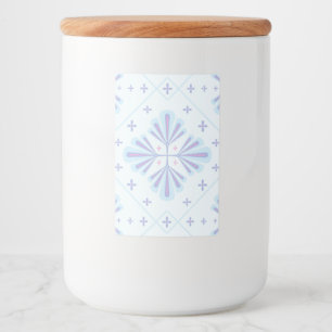 Pastel Blue Geometric Floral Repeat Pattern  Food Label