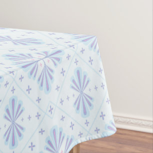 Pastel Blue Geometric Floral Repeat Pattern Tablecloth