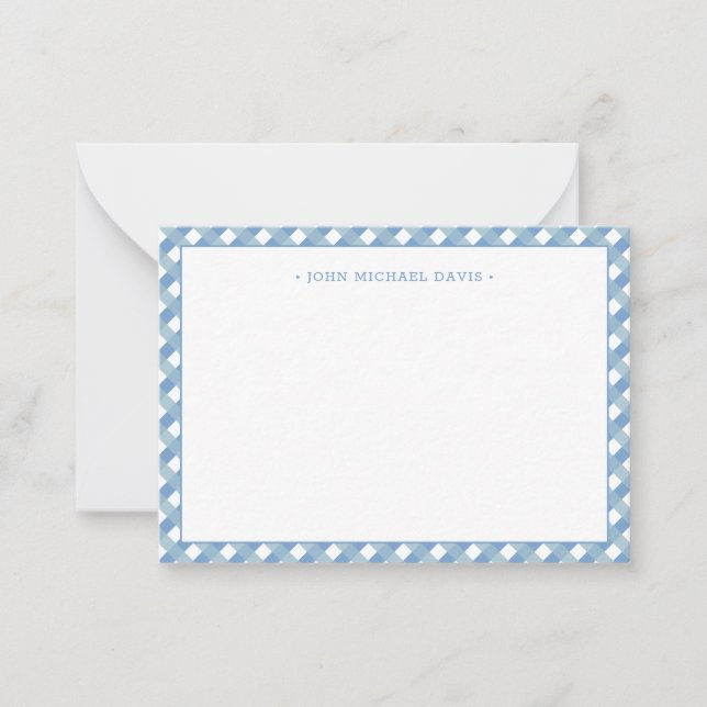Pastel Blue Gingham Children's Card (Front)