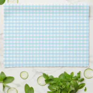 Pastel Blue Gingham Pattern Tea Towel