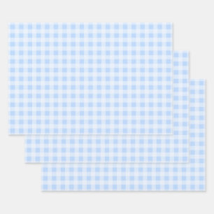 Pastel Blue Gingham Wrapping Paper Sheet