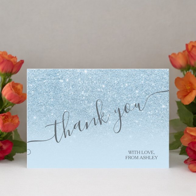 Pastel blue glitter sparkles ombre thank you (Pastel blue glitter sparkles ombre thank you)