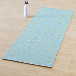 Pastel Blue Gold Confetti Dots Yoga Mat