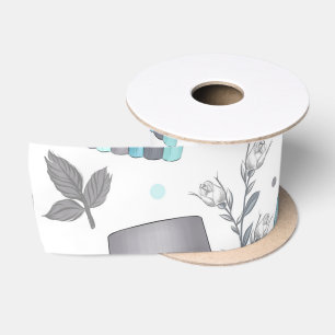 PASTEL BLUE & GRAY BABY ITEMS SATIN RIBBON