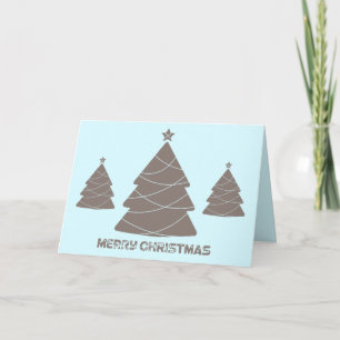 Pastel Blue Gray Christmas Tree Holiday Photo Card