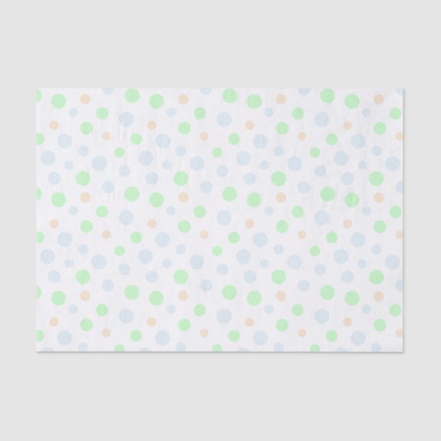 Pastel Blue, Green and Orange Dots Tissue Paper (Front)