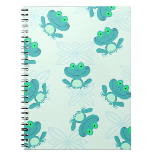 PASTEL BLUE GREEN CARTOON FROGS FROGGIES PATTERN C NOTEBOOK