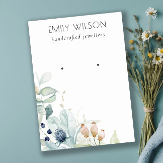 Pastel Blue Green Foliage Bunch Earring Display Invitation