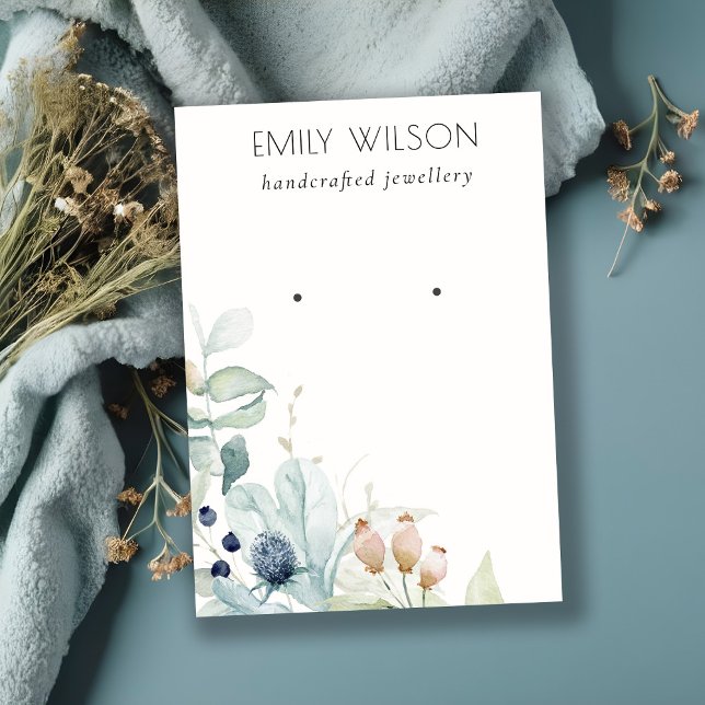 Pastel Blue Green Foliage Bunch Earring Display Invitation (Creator Uploaded)