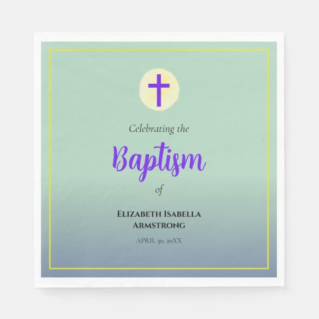 Pastel Blue Green Purple Spring Baptism Napkin (Front)