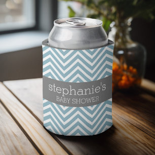 Pastel Blue & Grey Baby Shower Suite Can Cooler