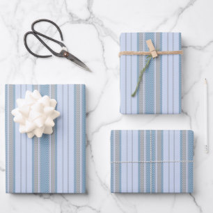 Pastel Blue & Grey Chevron Stripes Wrapping Paper Sheet
