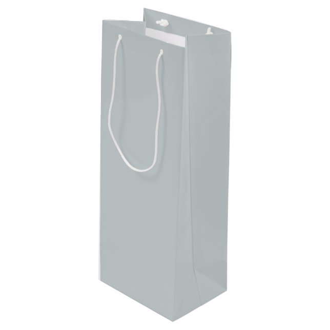 Pastel Blue Grey Solid Colour Silver Shores 430-2D Wine Gift Bag (Front Angled)