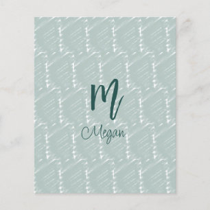 pastel blue grey watercolor monogram name boho ret flyer