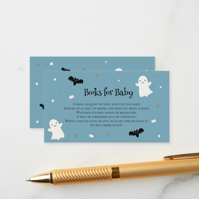 Pastel Blue Halloween Books for Baby Enclosure Card (Front/Back In Situ)
