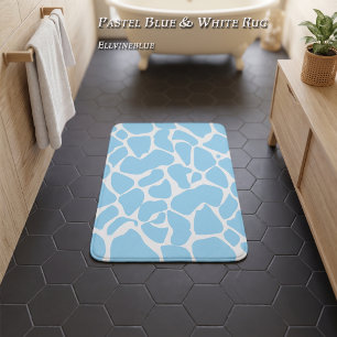 Pastel Blue Hand-Painted Giraffe Spots Bath Mat
