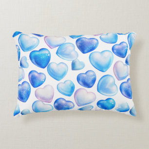 Pastel Blue Heart Pattern Throw Pillow