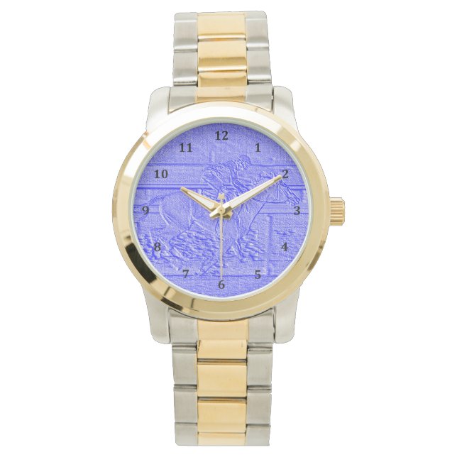 Pastel Blue Horse Racing Thoroughbred Racehorse Watch (Front)