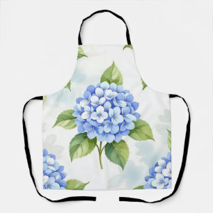 Pastel Blue Hydrangea Bouquet Pattern Apron