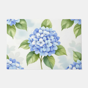 Pastel Blue Hydrangea Bouquet Pattern Doormat