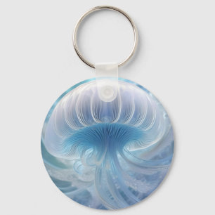 Pastel Blue Jellyfish Fractal Art Under The Sea, Key Ring