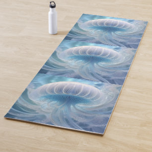 Pastel Blue Jellyfish Fractal Art Under The Sea, Yoga Mat
