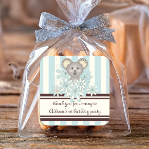 Pastel Blue Koala Boy Baby Shower Kids Birthday Square Sticker
