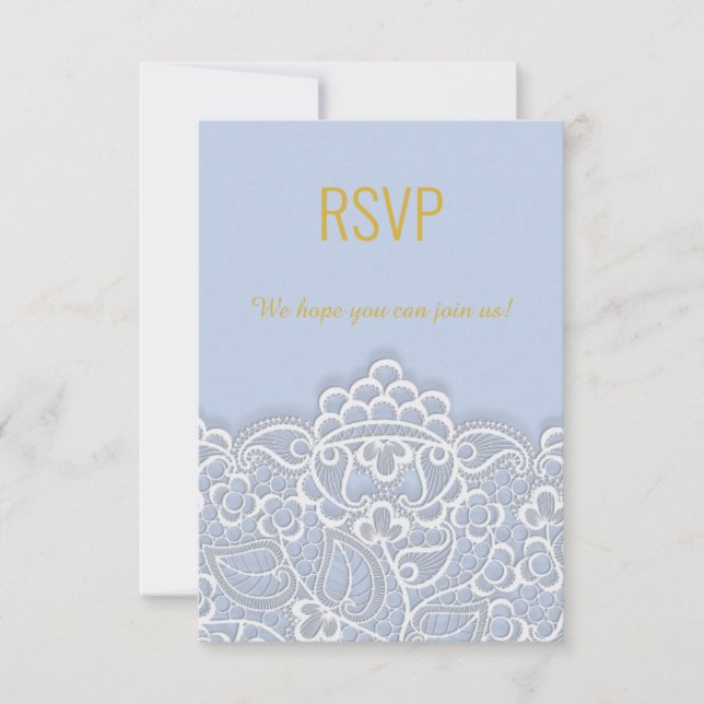 Pastel Blue lace elegant all event rsvp response (Front)