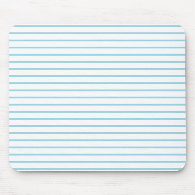 Pastel Blue Lines White Mouse Mat (Front)