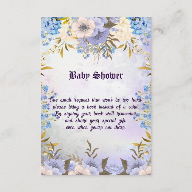Pastel Blue Little Flower Bud Floral Baby Shower Enclosure Card (Front)