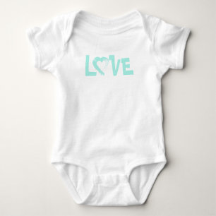 Pastel Blue Love Heart Baby Bodysuit