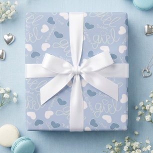 Pastel Blue Love Hearts Wrapping Paper