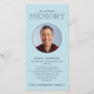Pastel Blue Memorial Family Acknowledgement Thank You Card