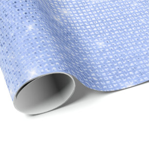 Pastel Blue Metallic Sequins Minimal Celestial Wrapping Paper