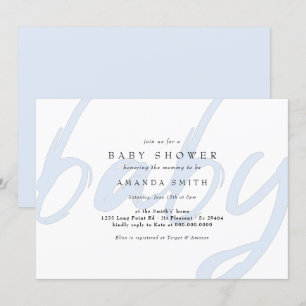 Pastel Blue Minimal Modern Baby Boy Shower Invitation