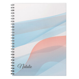 Pastel blue minimal name Spiral Photo Notebook
