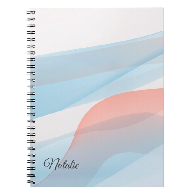 Pastel blue  minimal name Spiral Photo Notebook (Front)