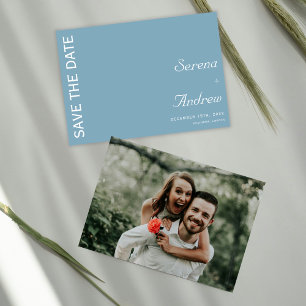 Pastel Blue Minimalist Plain Chic Artsy Wedding Invitation