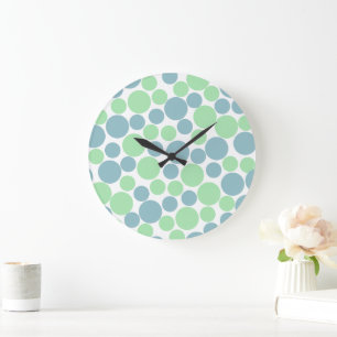 Pastel Blue & Mint Green Polka Dot Wall Clock
