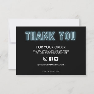 Pastel Blue Neon Sign Thank you Media Insert