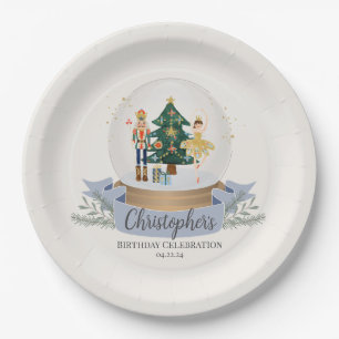 Pastel Blue Nutcracker Christmas Birthday Party Paper Plate