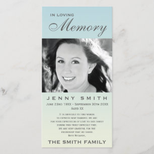 Pastel Blue Ombré Memorial Family Acknowledgement Thank You Card