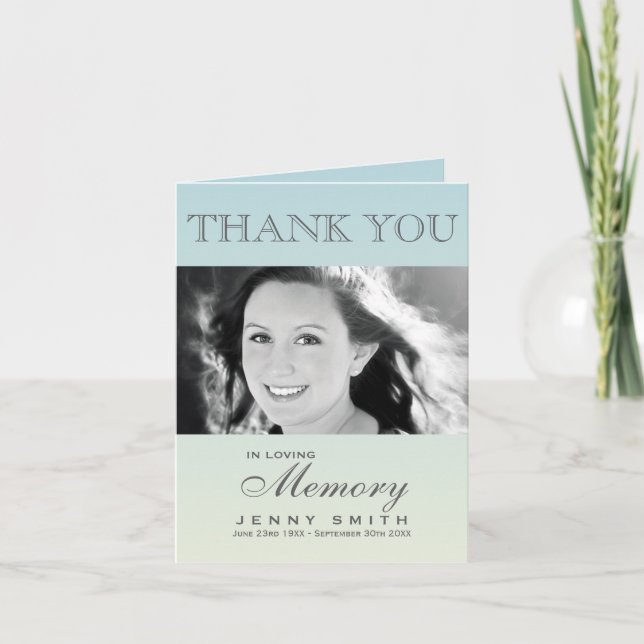 Pastel Blue Ombré Photo Sympathy Thank You (Front)