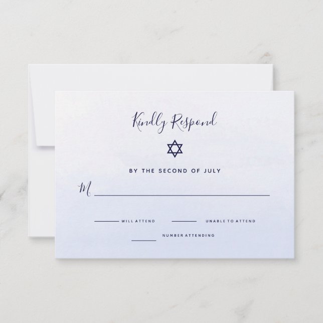 Pastel Blue Ombre Watercolor | Bat Mitzvah RSVP Card (Front)