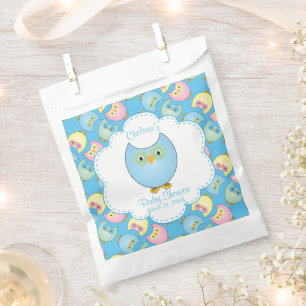Pastel Blue Owl Baby Boy Shower Theme Favour Bag