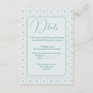 Pastel blue pattern wedding enclosure card