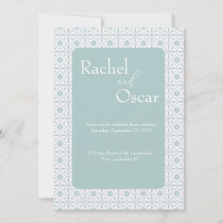Pastel blue pattern wedding invitation