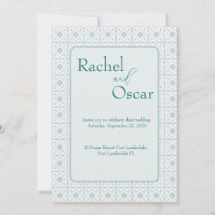 Pastel blue pattern wedding invitation