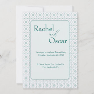 Pastel blue pattern wedding invitation